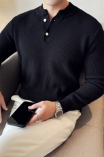 盗图-纹理翻领POLO简约商务男士针织套头毛衣MZ03/P75控105，男装针织衫/毛衣，电商A243