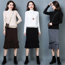 套装/套裙2021年秋季休闲时尚潮流高领长袖纯色舒适，女装套装/套裙，奕阳依阁