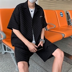 夏季短袖衬衫短裤帅气一套男装潮流时尚休闲运动套装男W3337-P53，男装衬衫，星座512-2