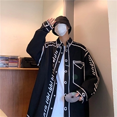 长袖衬衫春款男港风潮流涂鸦衬衫W2208P38，男装衬衫，星座1116-2