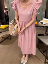 【夏季新款】韩版木耳边雪纺连衣裙，女装连衣裙，玩美