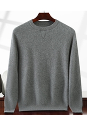 2025年秋季新款男士圆领运动包缝针织毛衣时尚通勤休闲，男装针织衫/毛衣，绒创羊绒