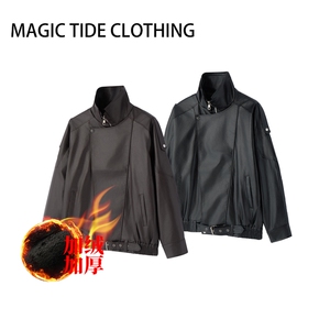 高级感加绒皮衣痞帅街头机车服PU皮夹克外套221-5/Y115/特P95图片