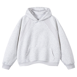 抖音得物二开 26春装美式高街宽松结构螺纹拼接连帽卫衣外套X087图片