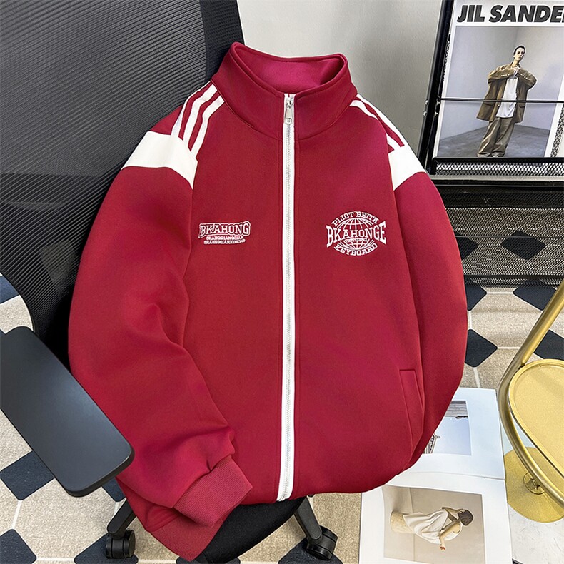 BAOER美式复古棒球服外套男女春秋学院风垫肩vintage情侣正肩夹克,男装夹克,星座1013