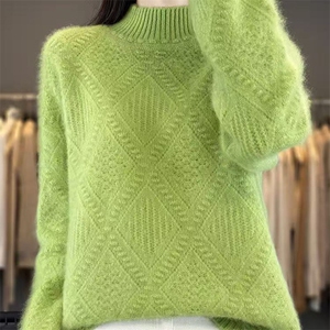 2025年秋季长袖疙瘩半高时尚百搭通勤简约休闲,女装针织衫/毛衣,萱芳婷羊绒