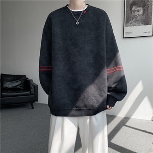 大皂风秋季新款美式高街脏脏布刺绣慵懒风街头圆领卫衣WY01/TP40图片