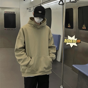 秋冬加绒400克高克重星空呢纯色贴布连帽套头卫衣GW022-加绒- P75图片