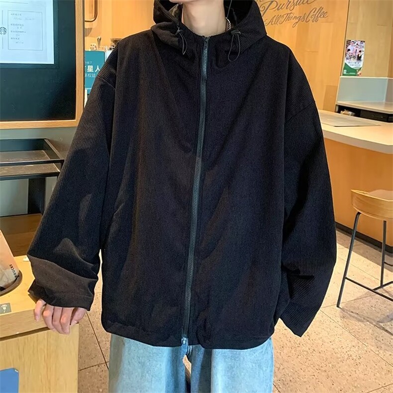 灯芯绒外套男士连帽夹克秋冬季港风复古潮牌宽松痞帅休闲衣服,男装夹克,星座716-4