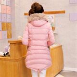 时尚保暖女士棉服甜美粉色长款羽绒外套冬季必备显瘦修身大码女装，女装棉衣/棉服，冬木谷雨