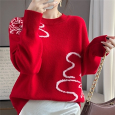 2025年秋季时尚百搭通勤简约休闲八宝莲花羊毛套衫，女装羊毛衫，佰米娇羊绒