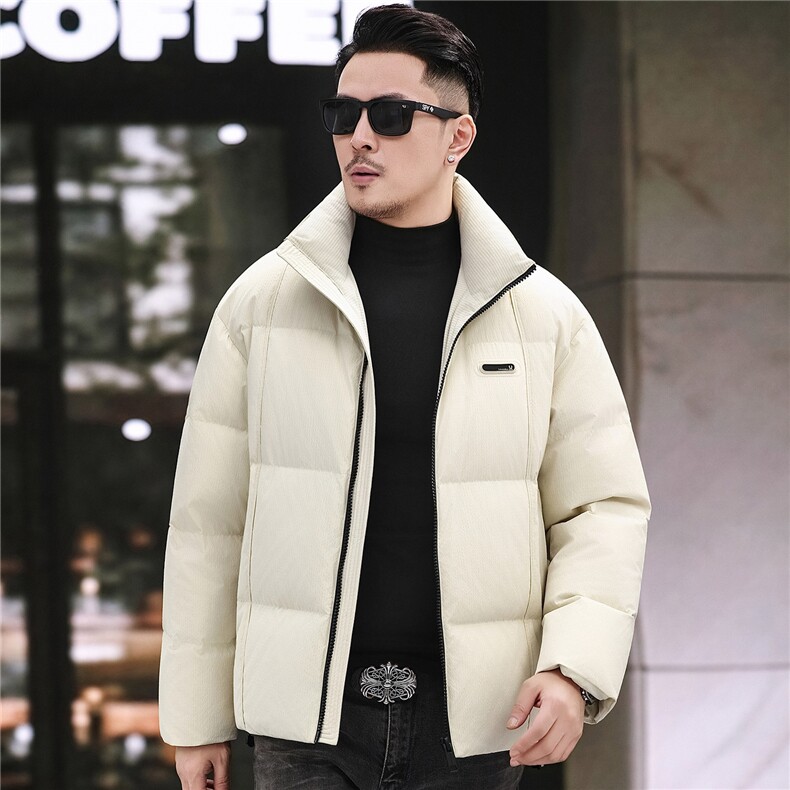 2025新款冬季立领90绒子白鸭绒羽绒服外套中年男装加厚羽绒服夹克图片