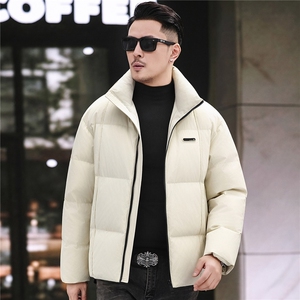 2025新款冬季立领90绒子白鸭绒羽绒服外套中年男装加厚羽绒服夹克图片