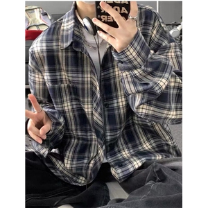 格子衬衫男女生款2025新款宽松休闲长袖百搭衬衣复古外套 CS309图片