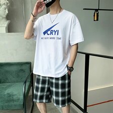 男士短袖t恤套装夏季韩版潮流休闲一套潮牌搭配帅气DS786T，男装T恤，电商A102