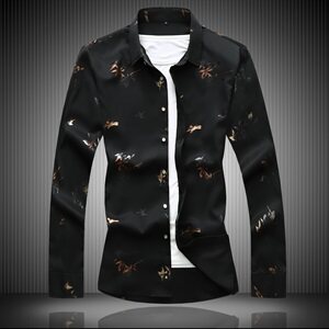 20年大码印花中国风衬衫男夏秋新款青年长袖衬衫QT5030/2151p50图片
