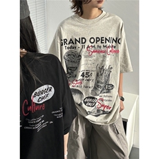 重磅趣味汉堡纯棉短袖男款潮牌慵懒风宽松休闲夏季T恤TT476，男装T恤，星座516A