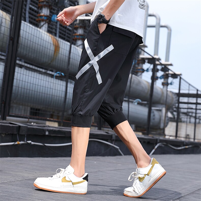 主推夏季休闲裤男薄款宽松七分潮流工装休闲裤DSA158货D图片