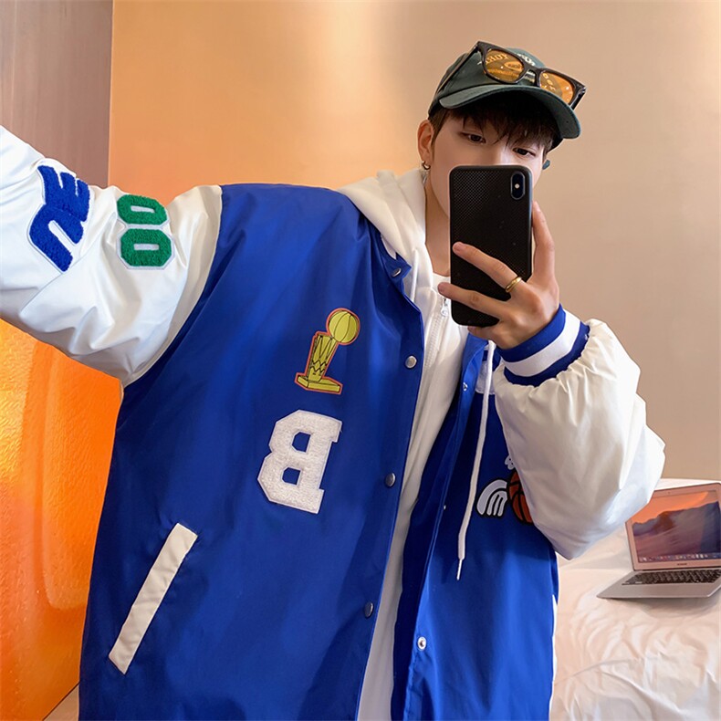 2023假两件连帽棒球服夹克棉衣棉服棉袄男女外套3317-P90控138图片