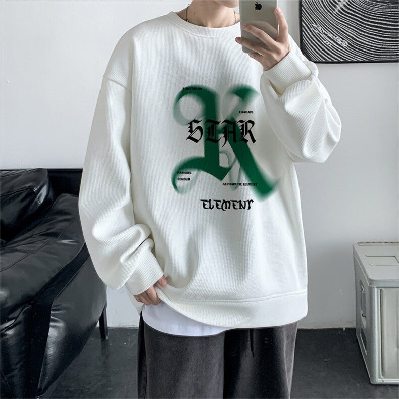 华夫格！2023秋季男士圆领卫衣百搭潮流上衣HWY22P30,男装卫衣,电商B220