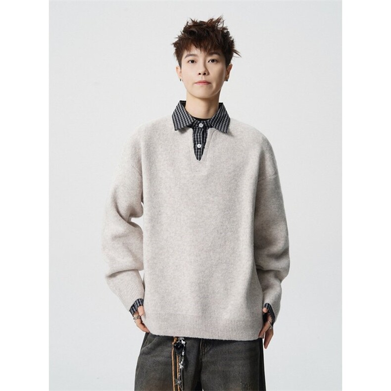 8806-P682025年秋冬新款休闲毛衣男士时尚长袖宽松针织衫上衣，男装针织衫/毛衣，电商A113-2