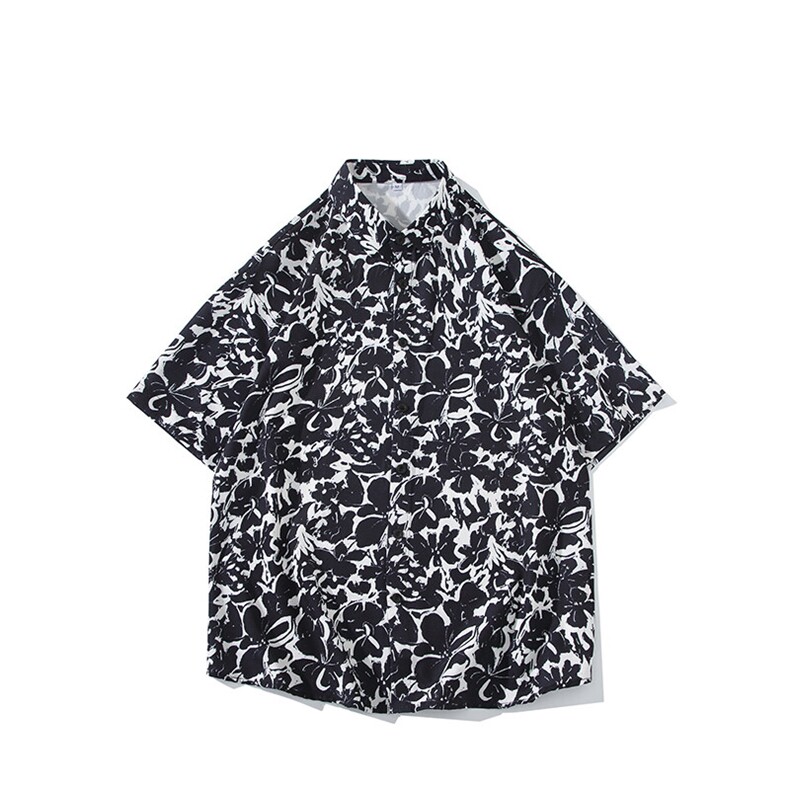精品花衬衫男短袖夏季痞帅休闲上衣服外套翻领大码衬衣男A012/P35,男装衬衫,电商A012