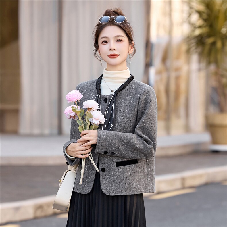 2025秋装新款简约时尚休闲小香风女装外套,女装短外套,芭米依尚