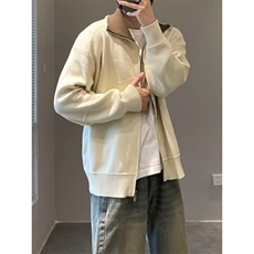 网图cleanfit重磅撞色领针织开衫毛衣外套W1760/特P60，男装针织衫/毛衣，电商B350