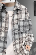 8XL-M特大码高级感千鸟格闲大码情侣复古翻领夹克外套JK1303P65，男装夹克，电商D206-1