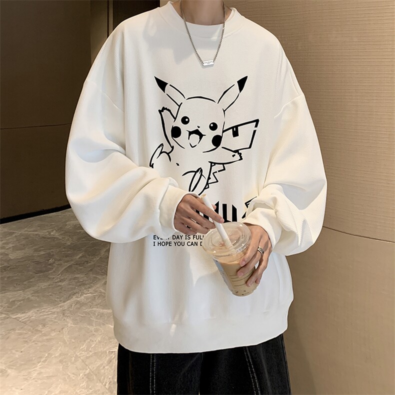华夫格卫衣圆领卫衣男大码长袖t恤男外套 HW76078-P30加绒款-P40图片