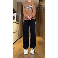 现货复古蓝开衩扣子牛仔裤男美式休闲直筒阔腿裤K5821-P55控78，男装牛仔裤，星座205