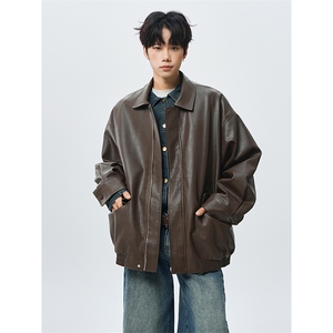 美式ins百搭皮衣外套休闲复古加棉厚款皮夹克潮3673-特P88加棉P98图片