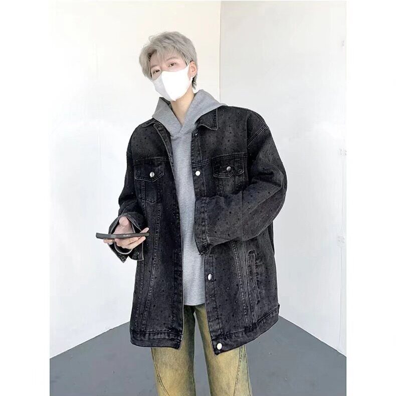 秋季款-重工原版高品质J26#满天星牛仔夹克外套蓝色黑色S-3XLP90,男装夹克,星座506A