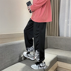 2023夏季学生宽松bf拼接运动裤子男卫裤抽绳束脚九分裤K1204-P30，男装休闲裤，星座512-2