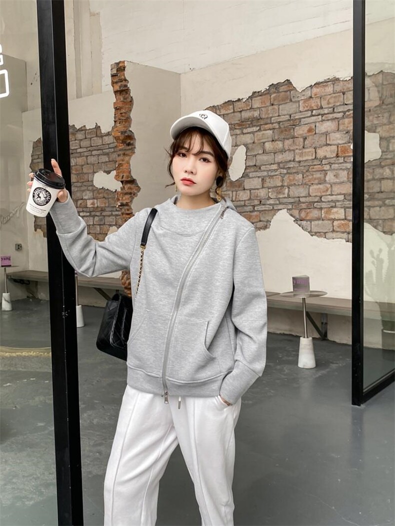 斜拉链卫衣外套，女装卫衣/绒衫，魅力布梵