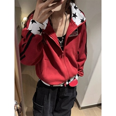 潮酷美式撞色卫衣外套女帅气街头休闲复古拉链开衫宽松上衣，女装短外套，星座506A