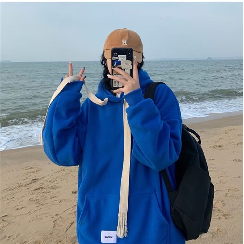 简约潮流日系新款文艺原宿气质流行羊羔绒蓝色夹克慵懒百搭ins,男装夹克,星座1210-1