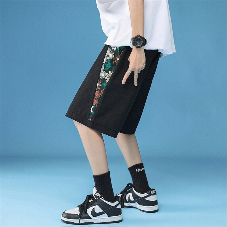 1蓝底大码M-5XL中性风短裤女男士中裤男潮流五分裤DK7791P45控59，男装牛仔裤，星座226-2