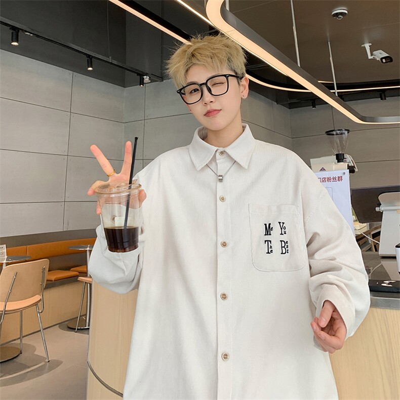 宽松休闲美式肌理感百搭衬衫潮流简约情侣衬衫复古薄款大码外套衣,男装衬衫,星座201-2