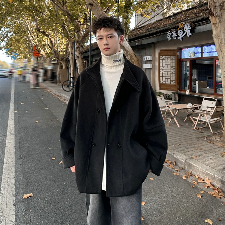 加棉加厚毛呢大衣短款风衣外套504-F23-P85控128(加棉P95控138),男装毛呢大衣,星座504