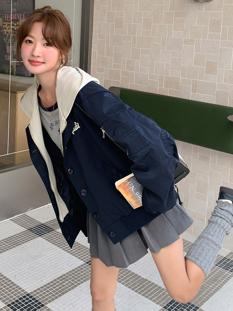 ZB305-9963学院风假两件刺绣小外套-批145控218元,女装短外套,浙宝305