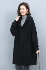 2022冬季新款女装时尚休闲保暖宽松舒适中长款亮面颗粒绒女，女装羊羔毛/颗粒绒，叶笙衣