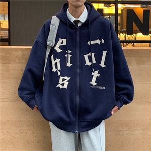 秋季大码卫衣ins港风宽松连帽百搭印花外套X5558-模特图-P75-限88图片