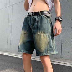 牛仔短裤男夏季高街vibe痞帅薄款美式复古潮休闲五分裤55041-p35，男装牛仔裤，星座1008