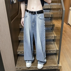 穿反倒装牛仔裤男女同款夏季美式hiphop反向倒穿工装裤W6099-p50，男装牛仔裤，星座1008