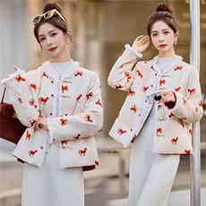 现货！2025年冬季保暖中式马上有钱款网红淑女韩式双面双穿羽绒服，女装羽绒服，众宇琦