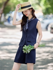 时尚西装马甲套装女装2025夏季新款小个子职业气质显瘦短裤两件套，女装套装/套裙，乐吉娜