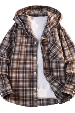 连帽格子衬衫男女宽松休闲百搭高级感长袖上衣外套C2271-特价P36，男装衬衫，电商A007