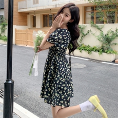夏季新款方领碎花短款连衣裙B190-82376-P100-K148，女装连衣裙，辉之琳