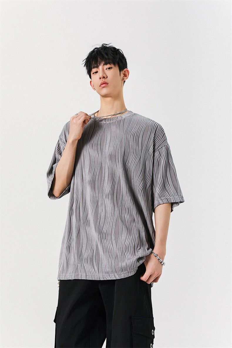 8XL-M特大码夏季短袖冰丝皱感透气T恤男潮垂感宽松半袖DX305P45,男装T恤,电商D206-1